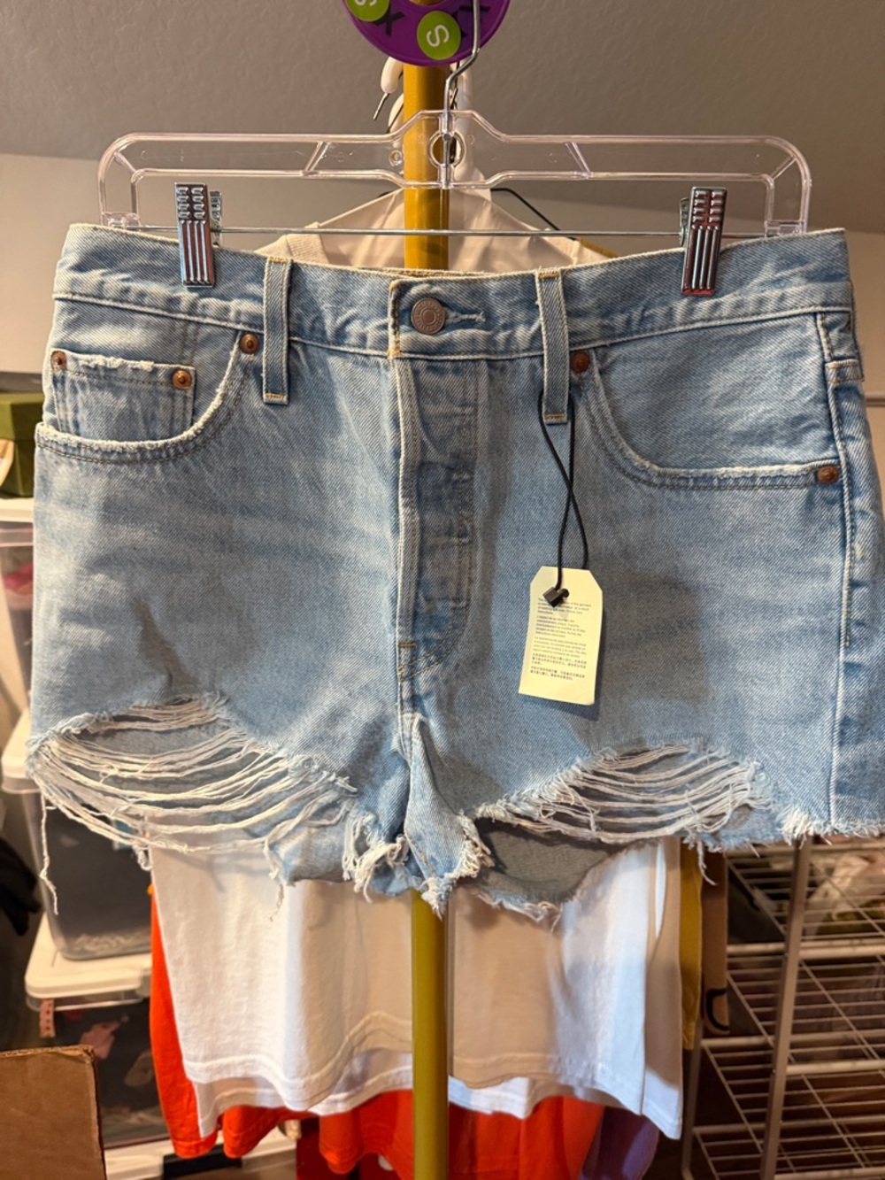 Levi's Light Blue Distressed Denim Cutoff Shorts